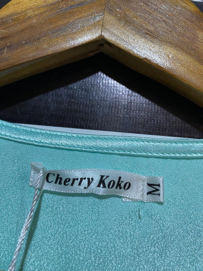 CHERRY KOKO |M| BUST 18| B18| MINT GREEN SATIN RUFFLE MINI DRESS