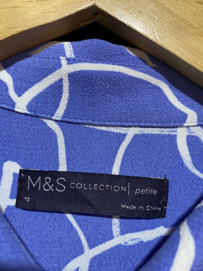M&S |L| BUST 18| B18| PER UNA PERIWINKLE BLUE FLORAL SHIRT DRESS