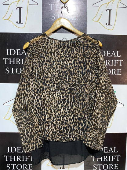 TU |L| BUST 20| B18| LEOPARD PRINT LAYERED COLD-SHOULDER TOP