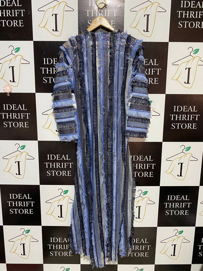 |M| BUST 16| B18| EXQUISITE BOHEMIAN FRINGE AND SEQUIN LONG-LINE KIMONO CARDIGAN