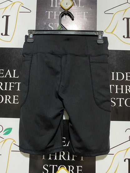 ANKO ACTIVE |S| WAIST 26| B17| CORE ESSENTIALS HIGH-WAISTED BLACK BIKER SHORTS WITH POCKETS