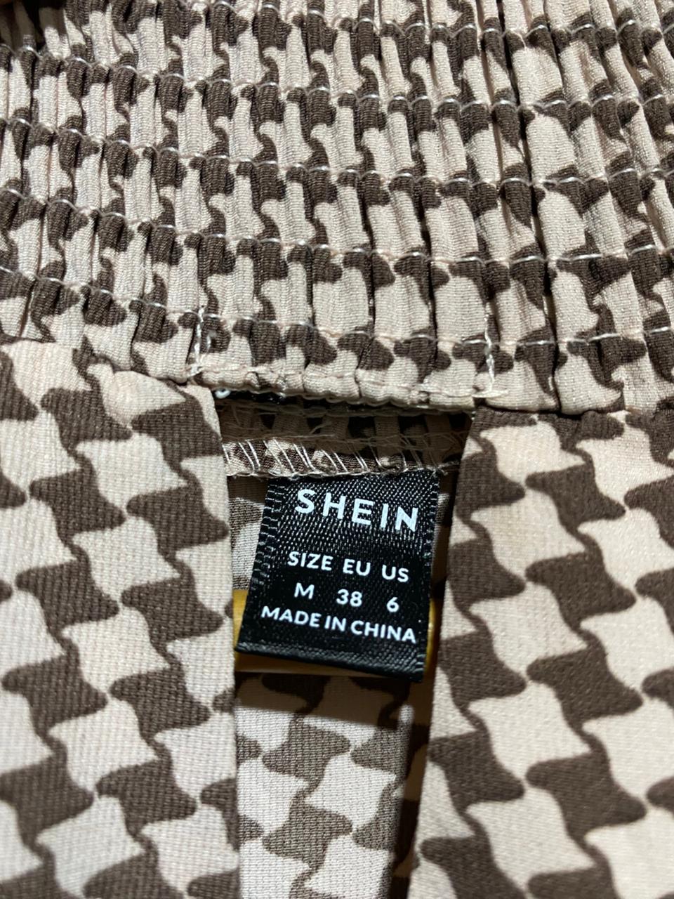 SHEIN |M| BUST 19| B17| VINTAGE GEOMETRIC CHECKERED MOCK NECK MINI DRESS