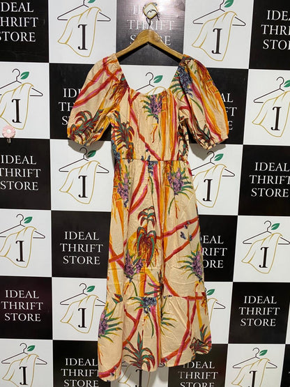 TU WOMAN |M| BUST 16| B17| TROPICAL FLORAL PUFF SLEEVE MAXI DRESS