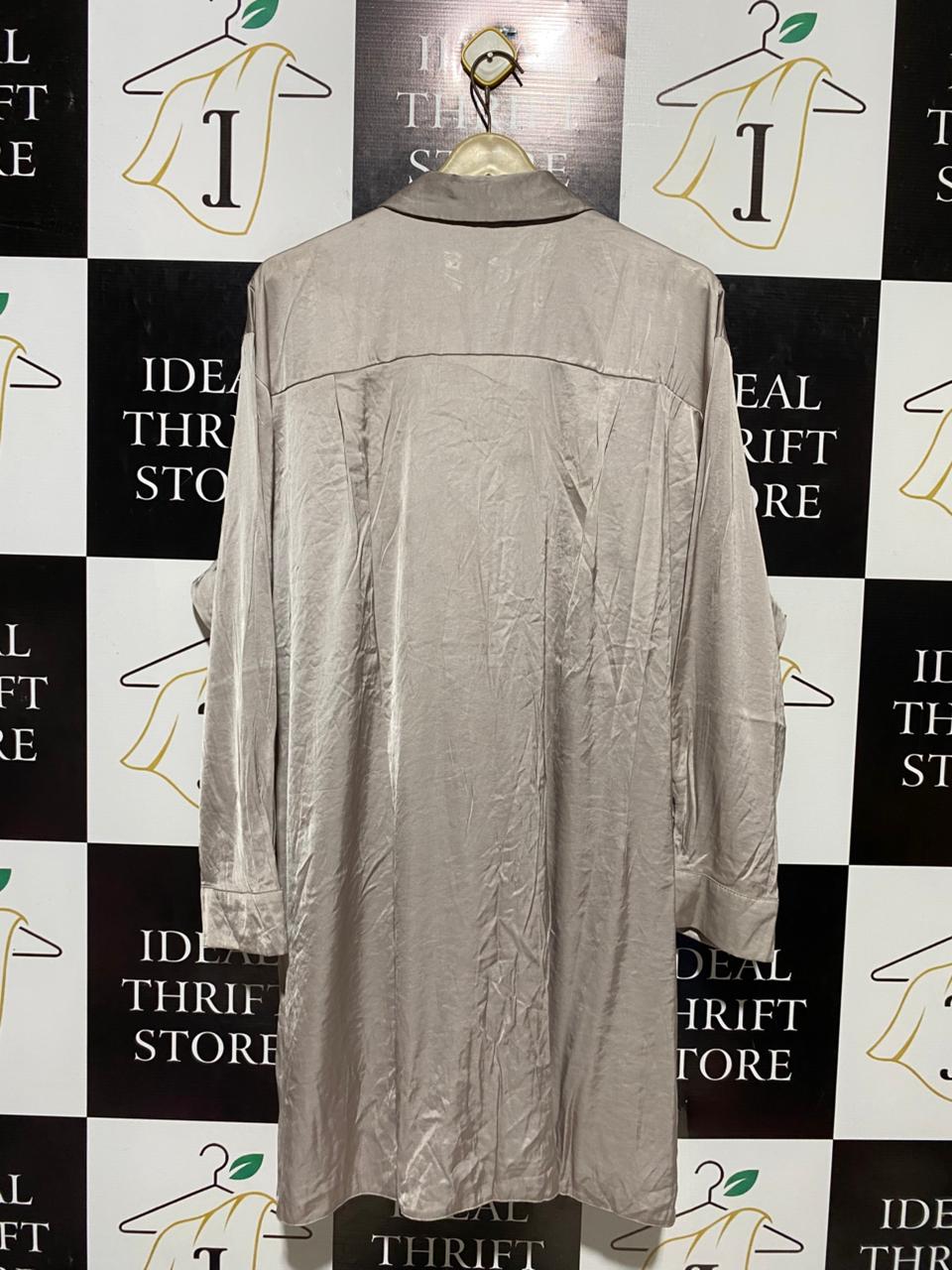 PRIMARK |XL| BUST 25| B17| CHAMPAGNE SATIN OVERSIZED BUTTON-DOWN SHIRT DRESS