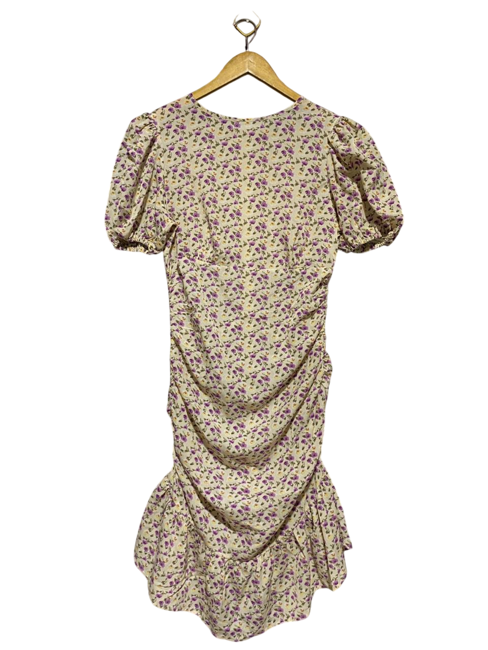 LOLA MAY |L| BUST 18| B18| VINTAGE FLORAL PRINT RUCHED MINI DRESS WITH PUFF SLEEVES