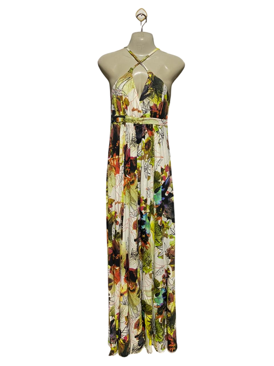 FIRETRAP |M| BUST 16| B18| MULTICOLOR TROPICAL FLORAL HALTER MAXI DRESS