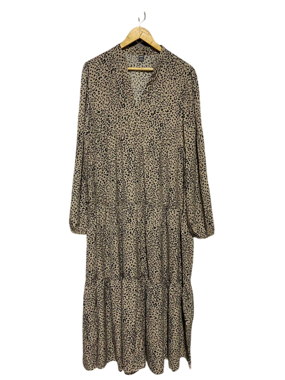 SHEIN  |XL| BUST 21| B18| LEOPARD PRINT TIERED LONG SLEEVE MAXI DRESS