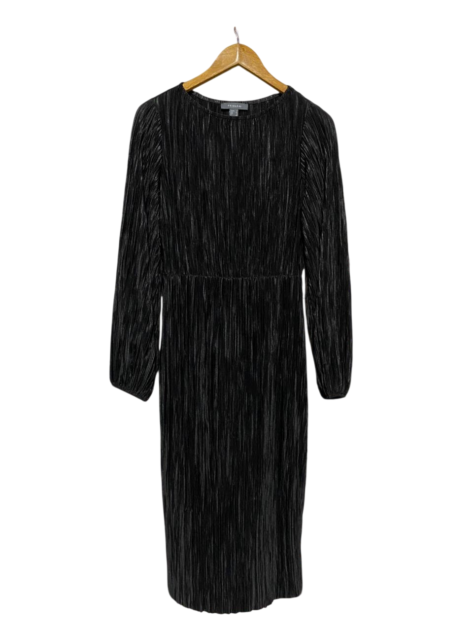 PRIMARK |L| BUST 19| B18| SHIMMER BLACK PLEATED PLISSE MIDI DRESS