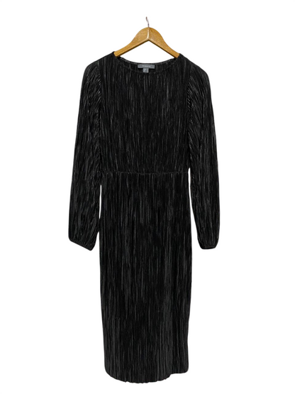 PRIMARK |L| BUST 19| B18| SHIMMER BLACK PLEATED PLISSE MIDI DRESS