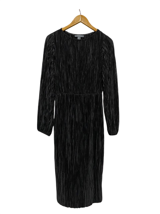 PRIMARK |L| BUST 19| B35| SHIMMER BLACK PLEATED PLISSE MIDI DRESS