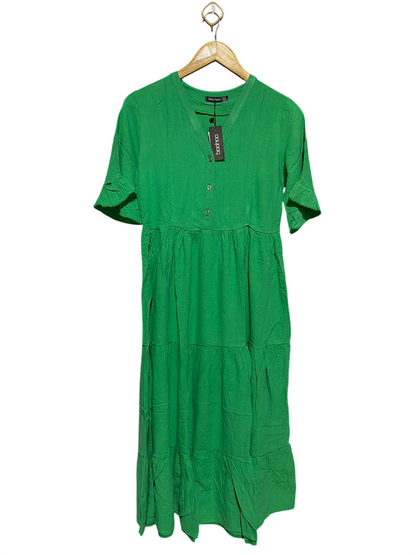 BOOHOO |M| BUST 16| B18| EMERALD GREEN TIERED V-NECK MIDI DRESS