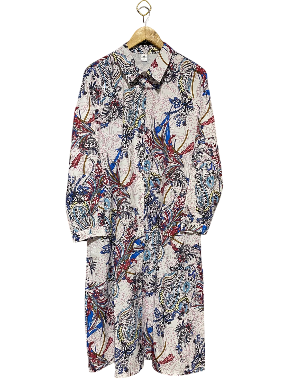 YUJIE |XL| BUST 21| B18| VIBRANT PAISLEY FLORAL OVERSIZED SHIRT DRESS