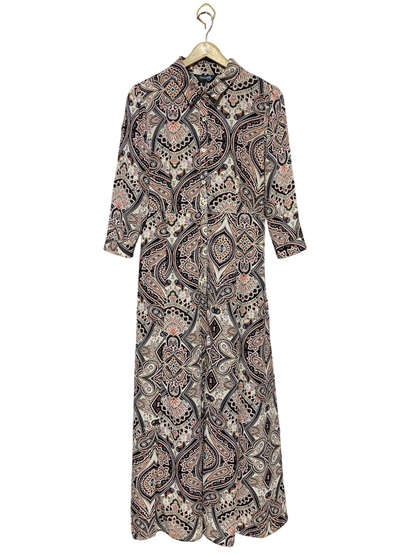 BLUE CHAMEEON |L| BUST 18| B18| BOHEMIAN ORNATE PAISLEY BUTTON-DOWN MAXI DRESS