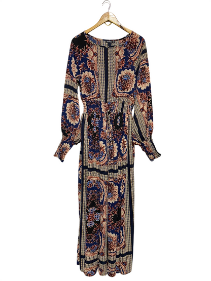 BOOHOO |L| BUST 18| B19| BLACK DITSY FLORAL V-NECK MIDI MAXI DRESS