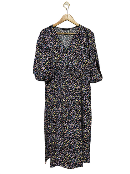 GEORGE |L| BUST 20| B19| BLACK MULTICOLOR DITSY FLORAL V-NECK MIDI MAXI DRESS