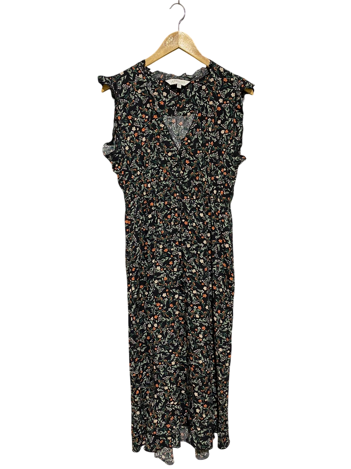 APRICOT |L| BUST 18| B19| BLACK DARIT FLORAL SLEEVELESS MIDI MAXI DRESS