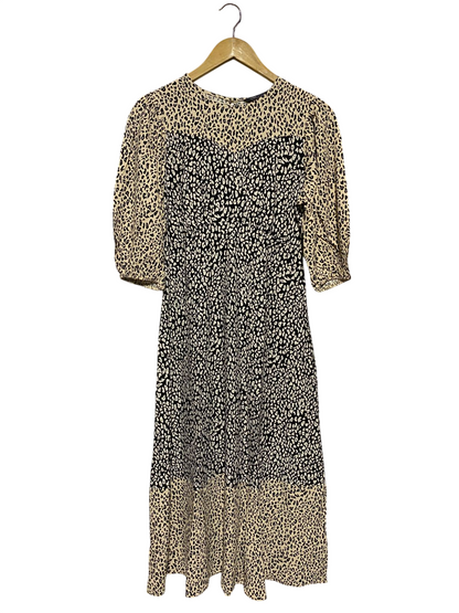 M&S |M| BUST 16| B19| ANIMAL PRINT PUFF SLEEVE MIDI MAXI DRESS