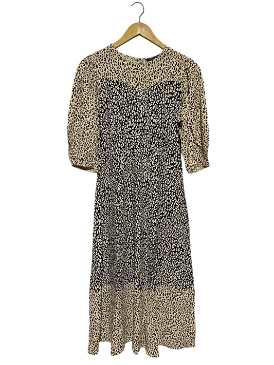 M&S |M| BUST 16| B19| ANIMAL PRINT PUFF SLEEVE MIDI MAXI DRESS