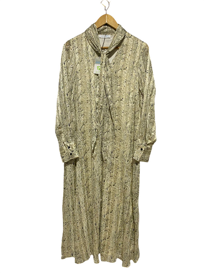 PRIMARK CARES |L| BUST 20| B19| SNAKESKIN PRINT TIE-NECK SATIN MAXI DRESS NWT
