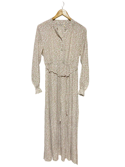 ST |M/L| BUST 18| B19| PASTEL FLORAL PRINT BUTTON-DOWN MIDI DRESS WITH TIE WAIST