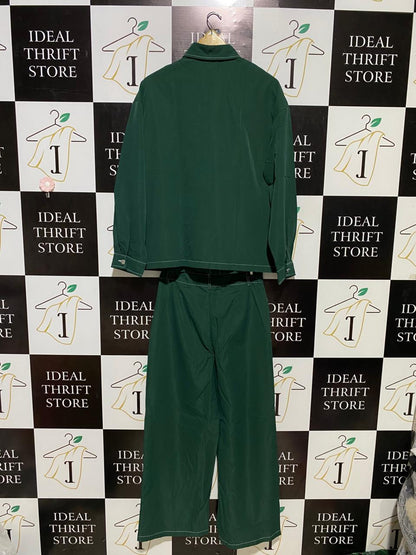 SHEIN |M| B19| TWO-PIECE CONTRAST STITCH UTILITY SET - FOREST GREEN