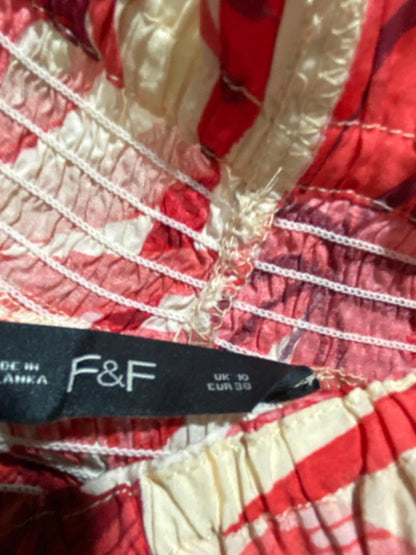F&F | L| BUST 18| B19| TROPICAL PALM LEAF PRINT OFF-SHOULDER MAXI DRESS - RED & CREAM