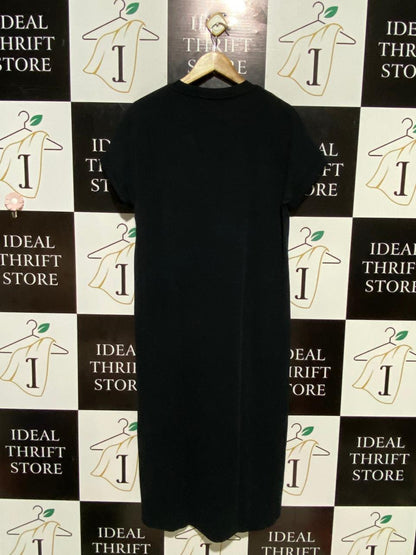 THE PRIMARK |XL| BUST 20| B19| MINIMALIST BLACK SHORT SLEEVE MIDI T-SHIRT DRESS
