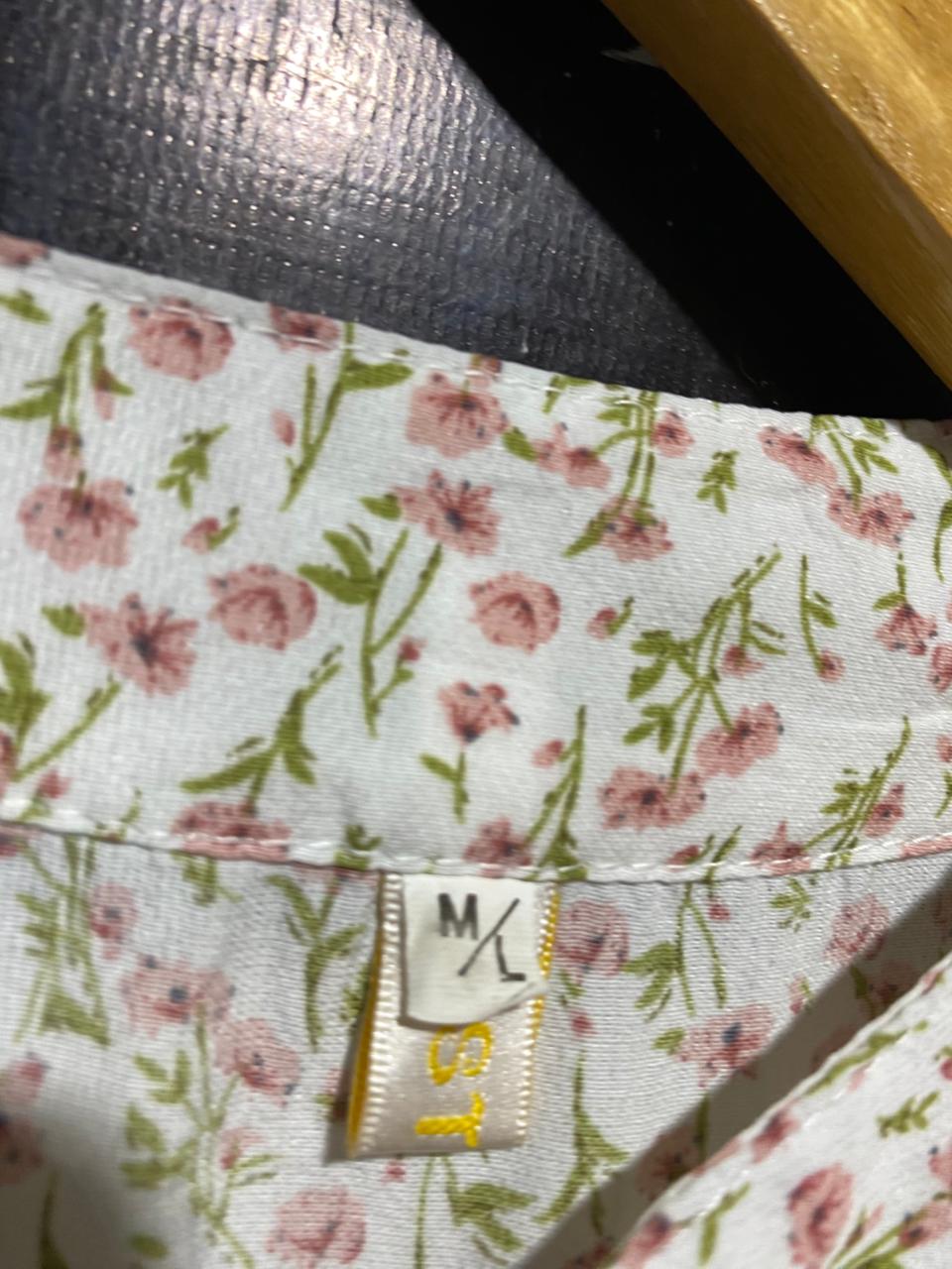 ST |M/L| BUST 18| B19| PASTEL FLORAL PRINT BUTTON-DOWN MIDI DRESS WITH TIE WAIST