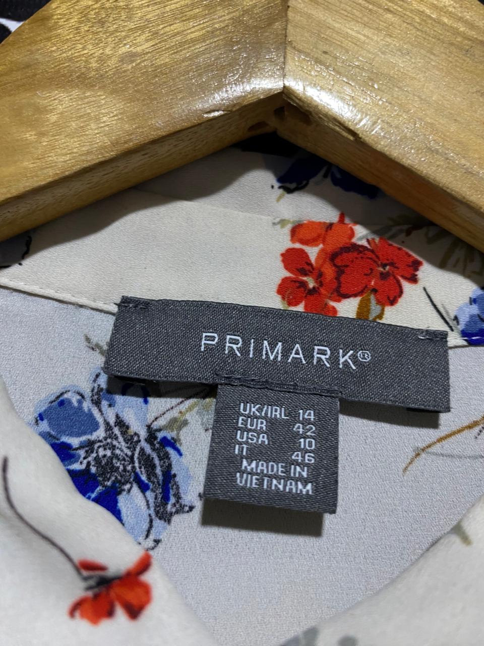 PRIMARK |XL| BUST 21| B19| CREAM FLORAL PRINT LONG SLEEVE BUTTON-DOWN BLOUSE