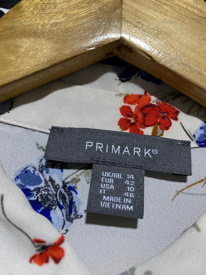 PRIMARK |XL| BUST 21| B19| CREAM FLORAL PRINT LONG SLEEVE BUTTON-DOWN BLOUSE