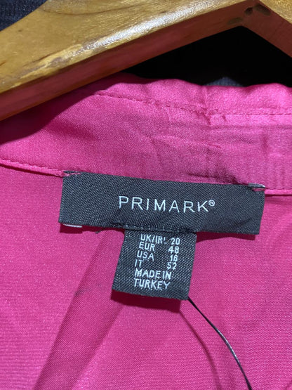 PRIMARK |S| BUST 26| B19| HOT PINK SATIN BUTTON-DOWN LONG SLEEVE BLOUSE NWT