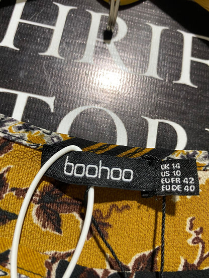 BOOHOO |M| BUST 17| B19| MUSTARD YELLOW BOHO PAISLEY PRINT MAXI DRESS