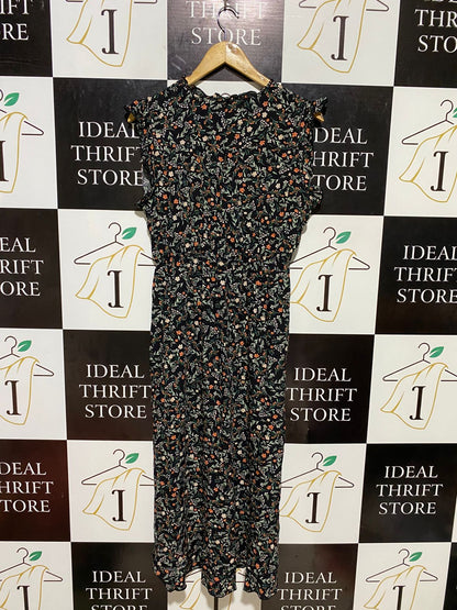 APRICOT |L| BUST 18| B19| BLACK DARIT FLORAL SLEEVELESS MIDI MAXI DRESS