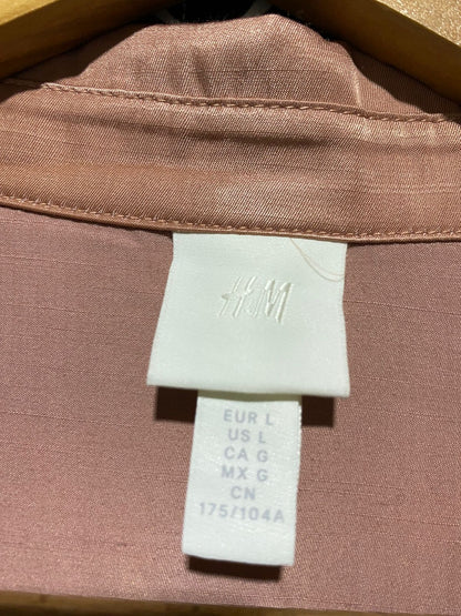 H&M |XL| BUST 22| B19| ROSE GOLD METALLIC SHIMMER LONG SLEEVE WRAP MIDI MAXI DRESS