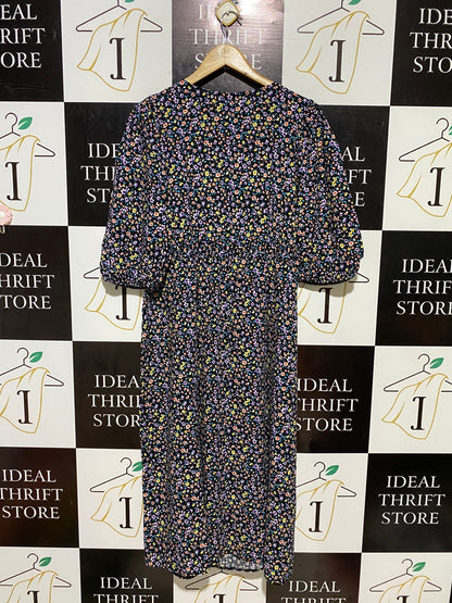 GEORGE |L| BUST 20| B19| BLACK MULTICOLOR DITSY FLORAL V-NECK MIDI MAXI DRESS
