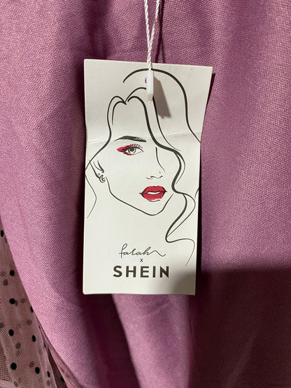SHEIN |M| BUST 16| B19| VELVET PANEL POLKA DOT MESH LONG SLEEVE MIDI MAXI DRESS