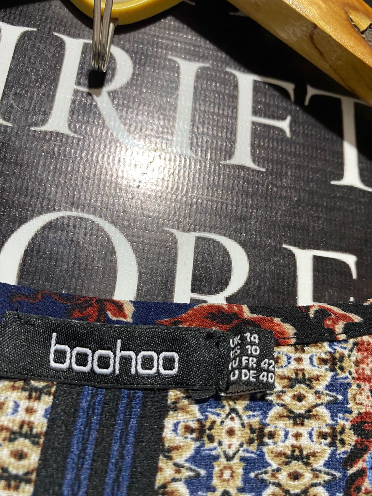 BOOHOO |L| BUST 18| B19| BLACK DITSY FLORAL V-NECK MIDI MAXI DRESS