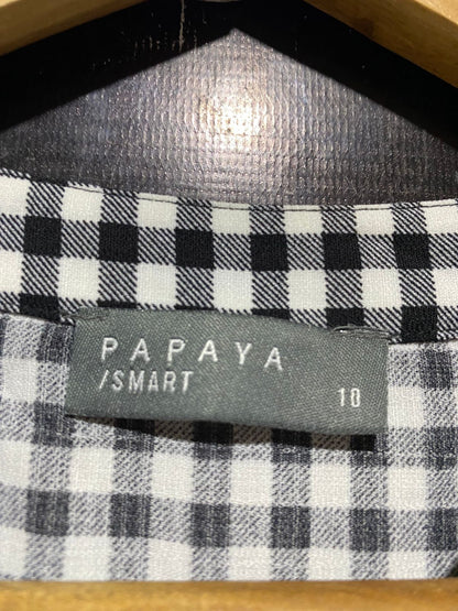 PAPAYA |M| BUST 17| B19| BLACK AND WHITE GINGHAM CHECK BUTTON-DOWN MIDI SHIRT DRESS WITH WAIST TIE