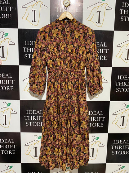 PRIMARK |M| BUST 17| B19| FALL FLORAL PRINT HIGH-NECK MIDI DRESS WITH PUFF SLEEVES