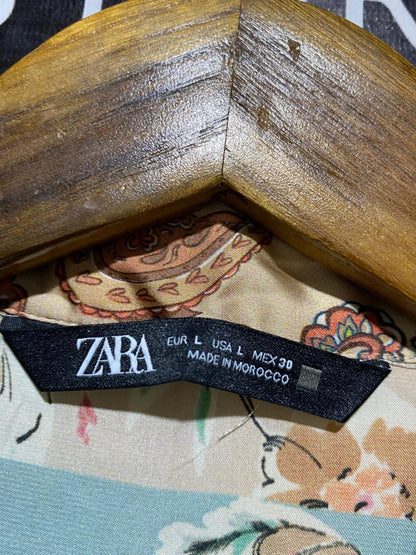 ZARA |L| BUST 21| B18| PATCHWORK PAISLEY PRINT BUTTON-DOWN SATIN FINISH BLOUSE