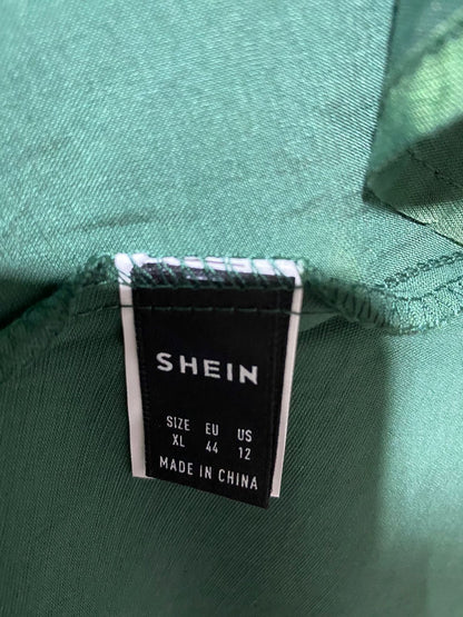 SHEIN |XL| BUST 20| B18| V-NECK SHORT PUFF SLEEVE EMERALD GREEN MAXI DRESS WITH FRONT TIE