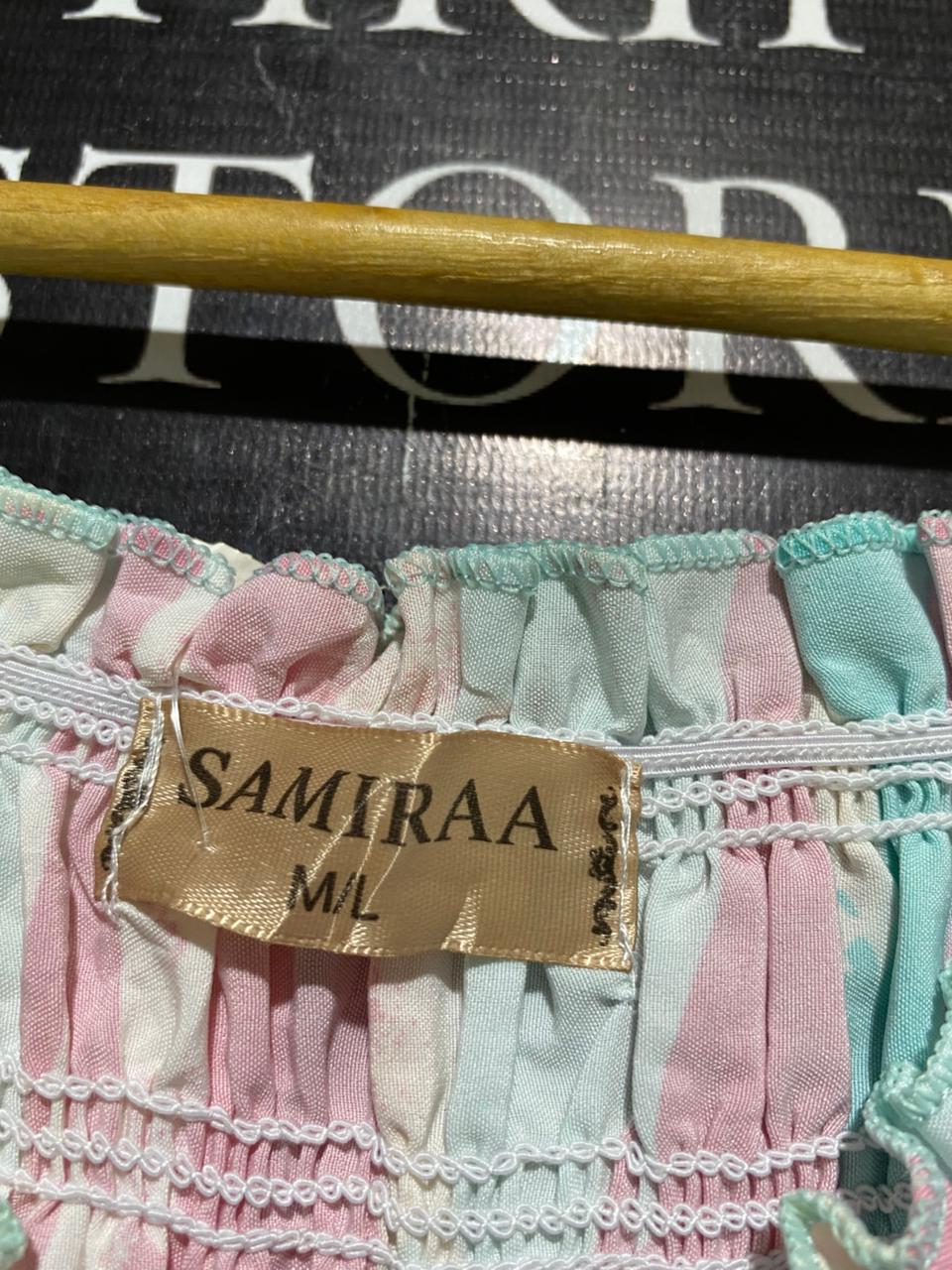 SAMIRAA |S| BUST 14| B18| ABSTRACT PASTEL PRINT SMOCKED MAXI DRESS