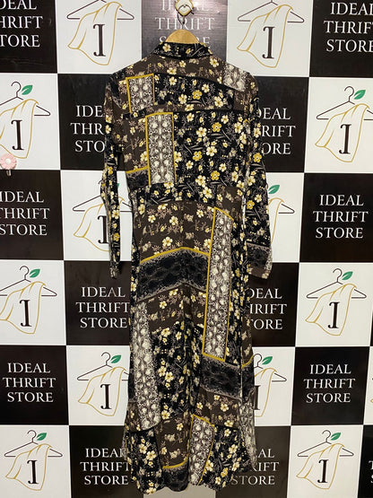 APRICOT |M| BUST 18| B18| PATCHWORK FLORAL PRINT MAXI SHIRT DRESS