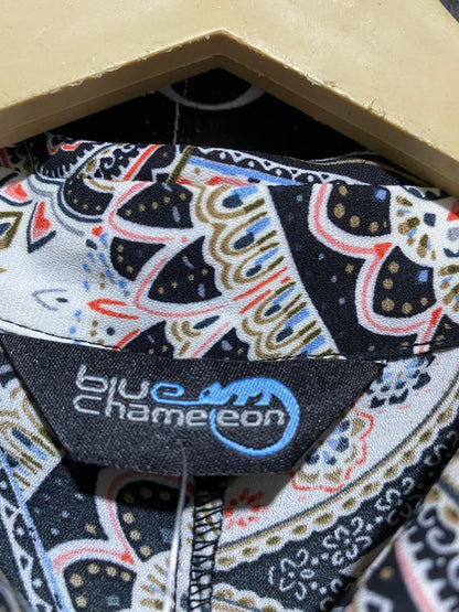 BLUE CHAMEEON |L| BUST 18| B18| BOHEMIAN ORNATE PAISLEY BUTTON-DOWN MAXI DRESS