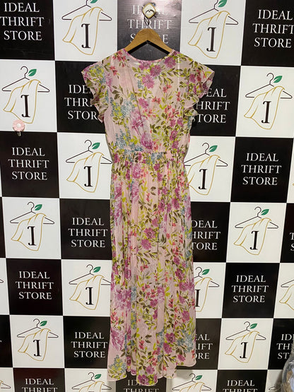 KATE LILY |M| BUST 18| B18| VIBRANT FLORAL FAUX-WRAP MAXI DRESS