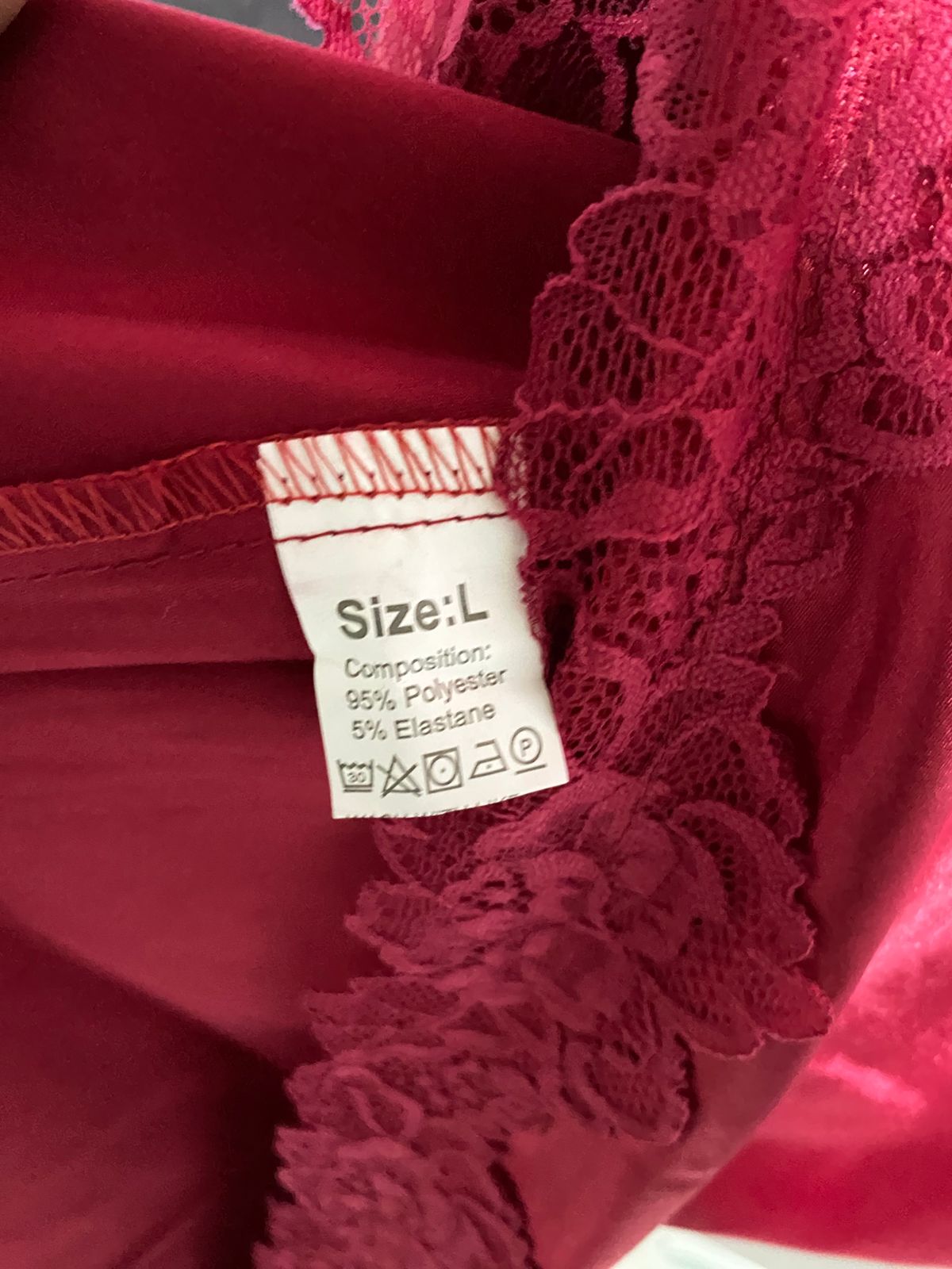 |L| BUST 15| B18| LUXURY RED SATIN LACE TRIM NIGHTWEAR SLIP DRESS
