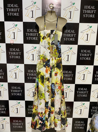 FIRETRAP |M| BUST 16| B18| MULTICOLOR TROPICAL FLORAL HALTER MAXI DRESS