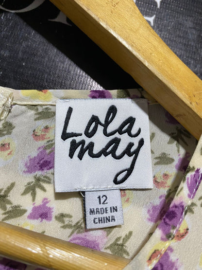 LOLA MAY |L| BUST 18| B18| VINTAGE FLORAL PRINT RUCHED MINI DRESS WITH PUFF SLEEVES