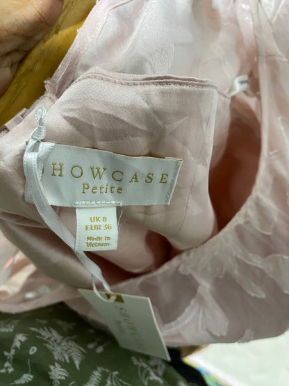 SHOW CASE |M| BUST 16| B18| PETITE BLUSH PINK EMBROIDERED FLORAL MAXI DRESS