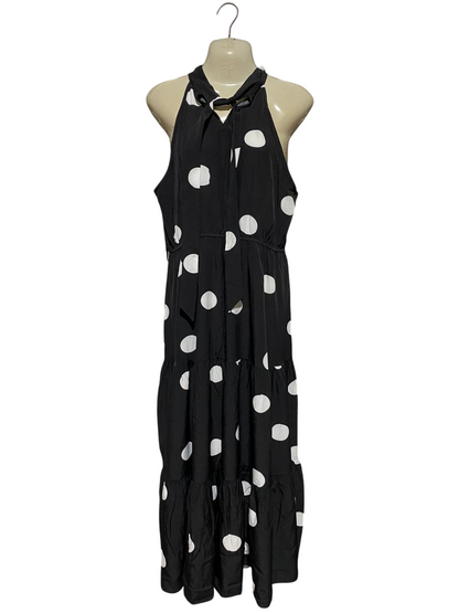 SHEIN CURVE |XL| BUST 19| B19| BLACK POLKA DOT HALTER NECK TIERED MAXI DRESS